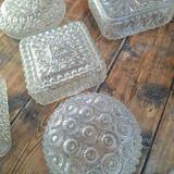 Lot de 8 plafonniers vintage, luminaires anciens, appliques