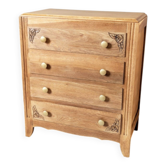 Renovated Art Deco oak chest of drawers