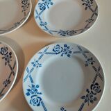 Dessert plates series of six Moulin des Loups Orchies model Bric bleu