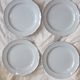 Montereau 6 plates faience fine white pearl restoration before 1819 hollow mark