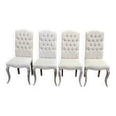4 upholstered chairs in linen and ash, Maisons du Monde model Chloé.