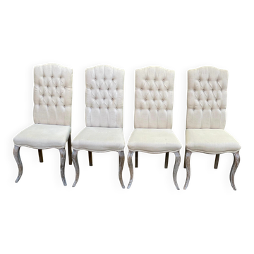 4 chaises capitonnées en lin et frêne Maisons du Monde modèle Chloé