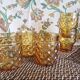 Lot de 5 verres vintage en verre jaune ambré pernod france 2 modèles assortis