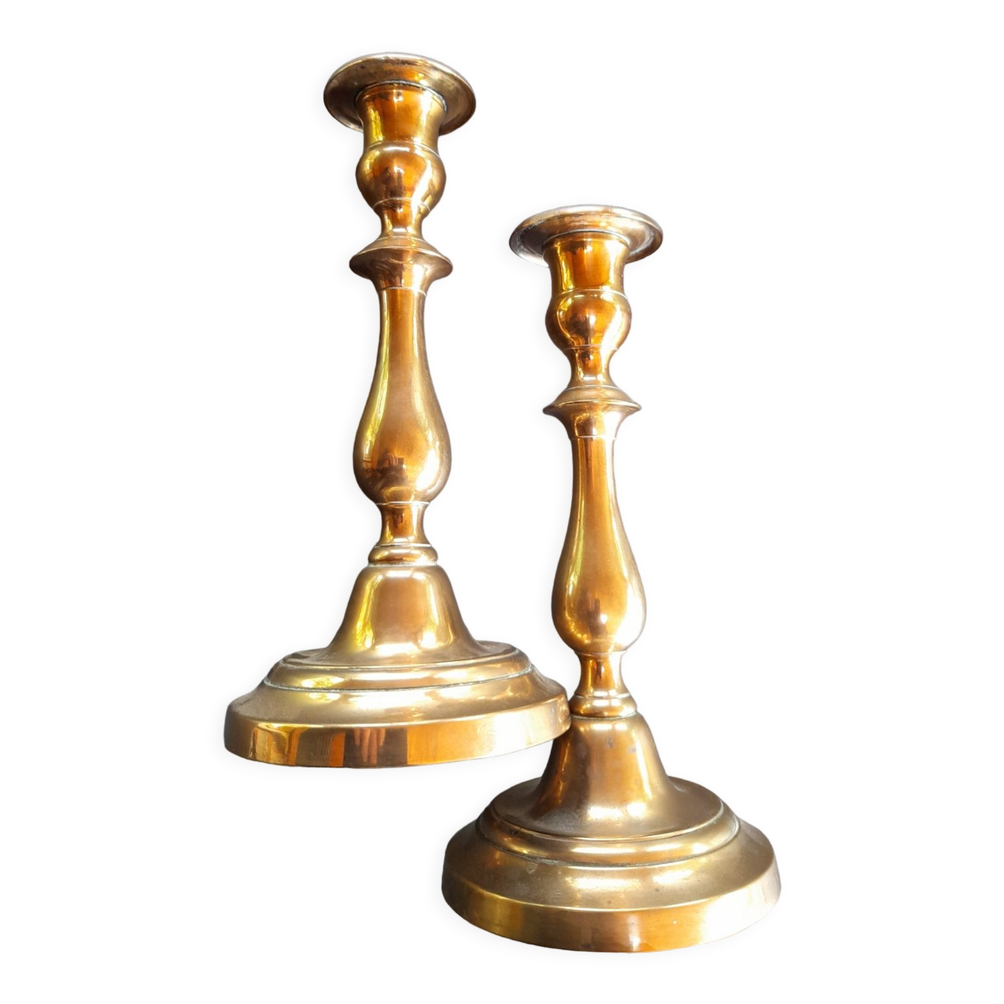 Pair of bronze candle holders old
