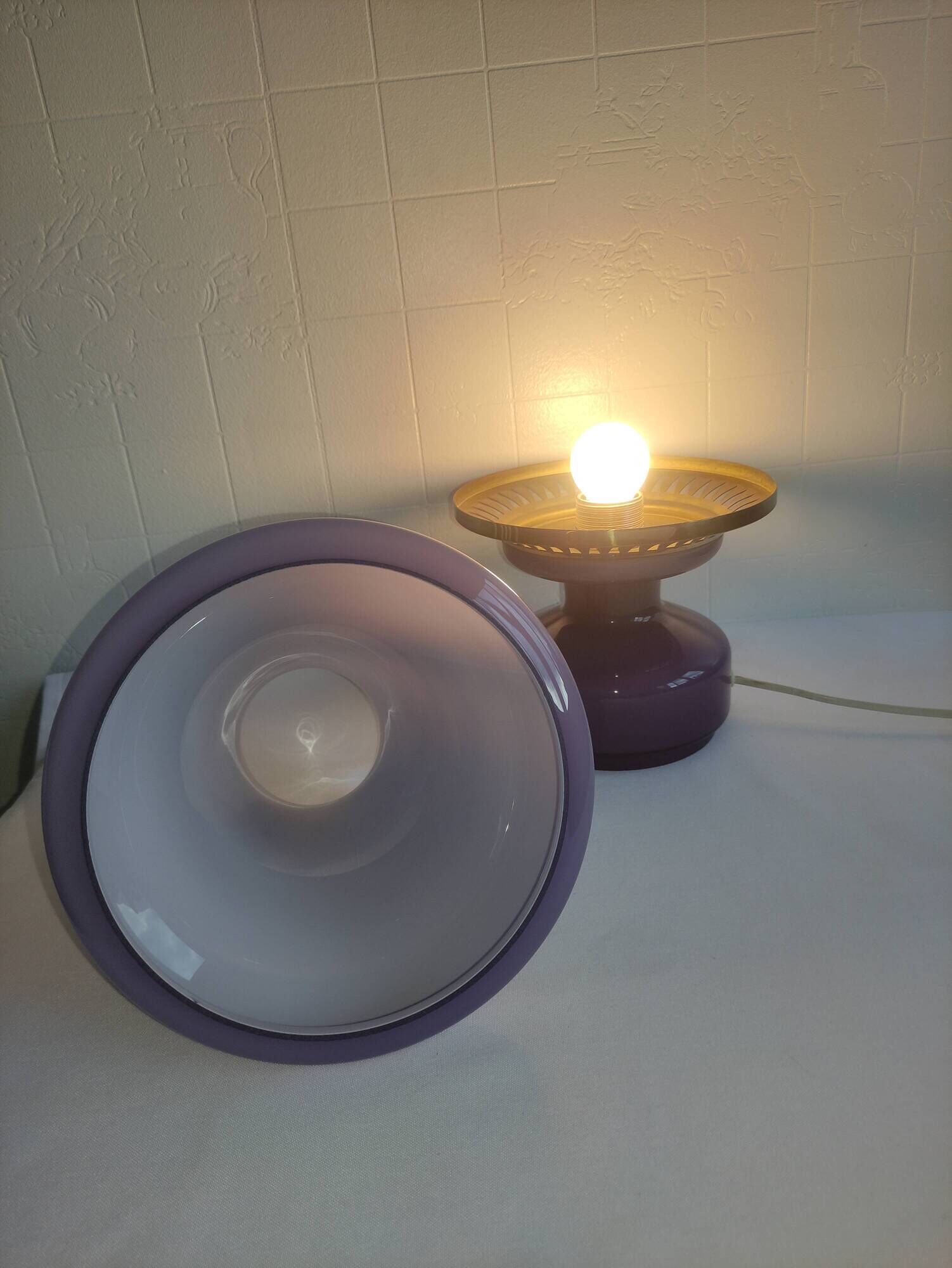Mushroom Lamp Hans-Agne Jakobsson B124 Violet/Purple Glass Sweden 1960