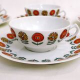 Set of 6 porcelain cups & saucers 1970'