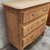 Old chest of drawers with three drawers in raw solid oak