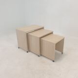 Set of 3 Italian Travertine Nesting Tables, 1980s
