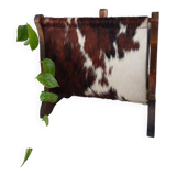 Vintage magazine rack wood and natural leather 37x39.5x26 cm 1.76 kg