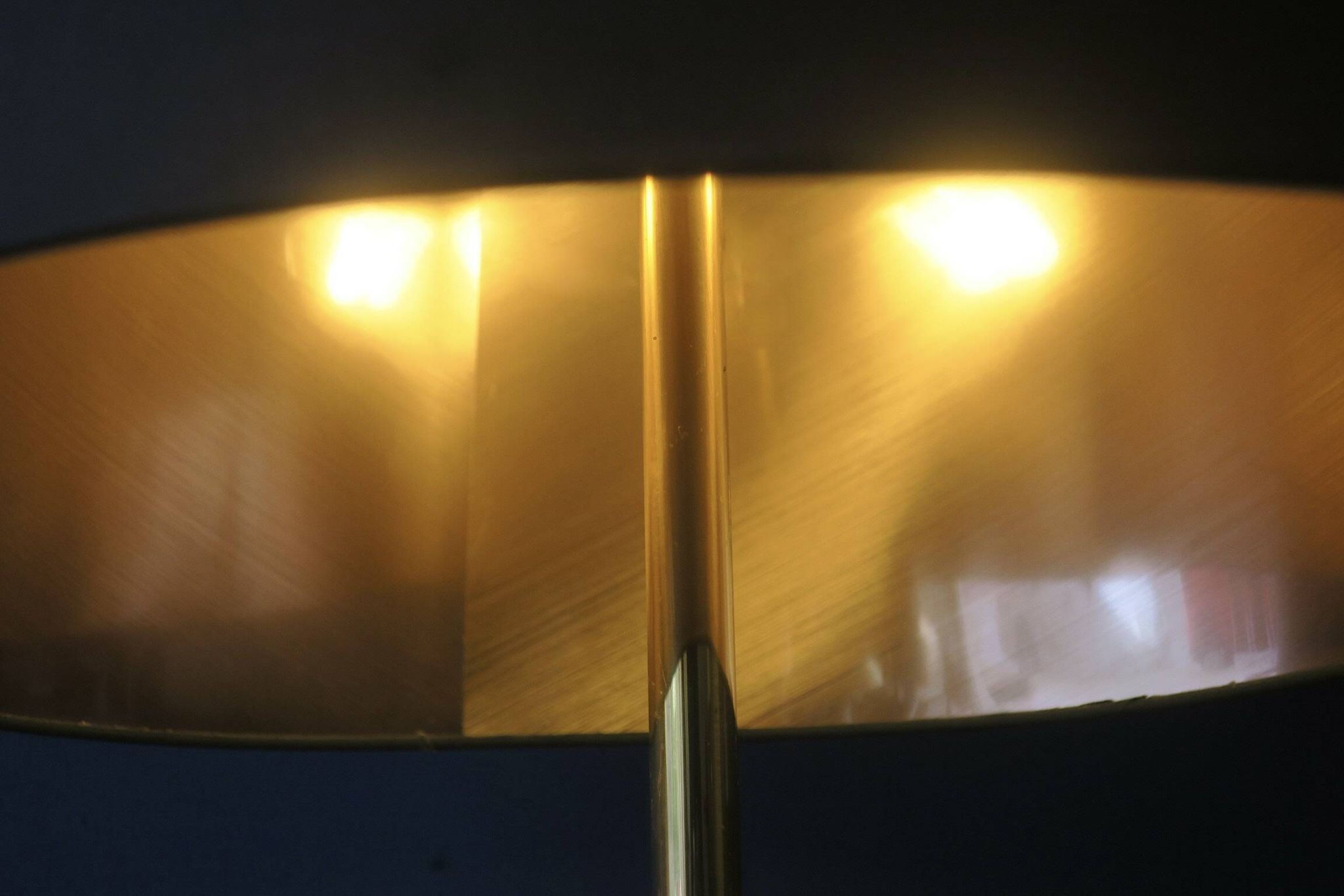 Danish teak floor lamp with brass tripod foot, 1960s