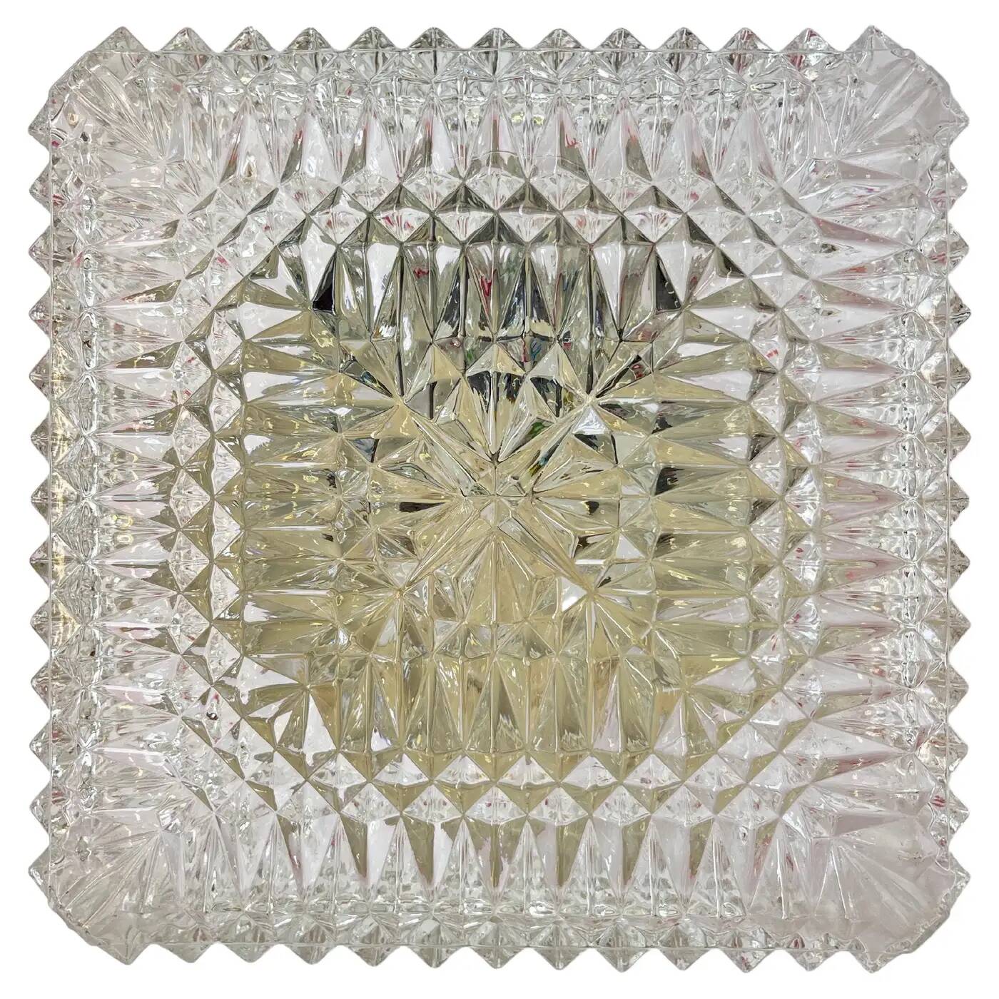 Glass design wall or ceiling lamp, flush mount, 1970s / up to 5 pieces