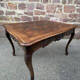 Rocaille louis xv style desk table in walnut provence 1920s