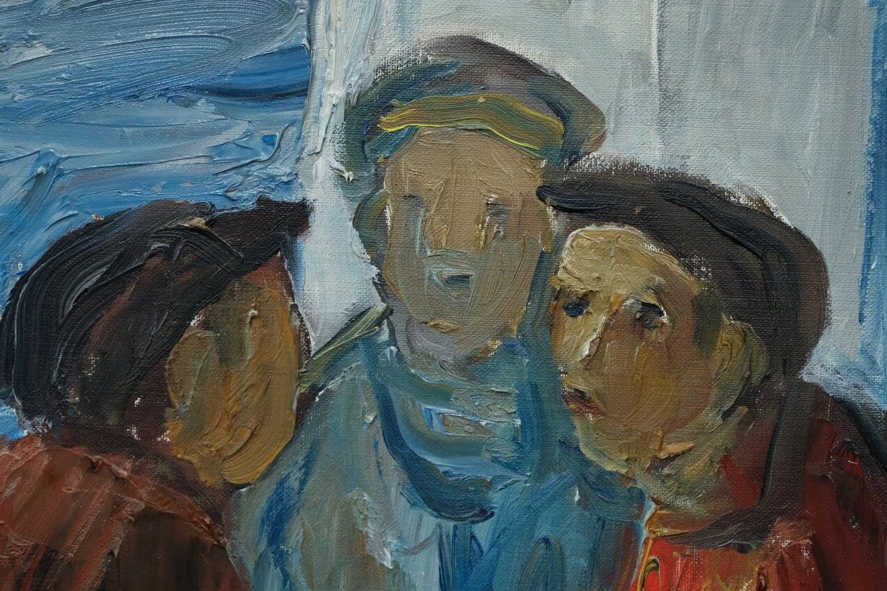 Fishermen, 1960s, oil on canvas, framed, Einar Emland (1916-1994)