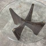 1950s glass and rosewood coffee table