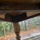 Extendable round farmhouse dining table restored in solid oak from the 19th century