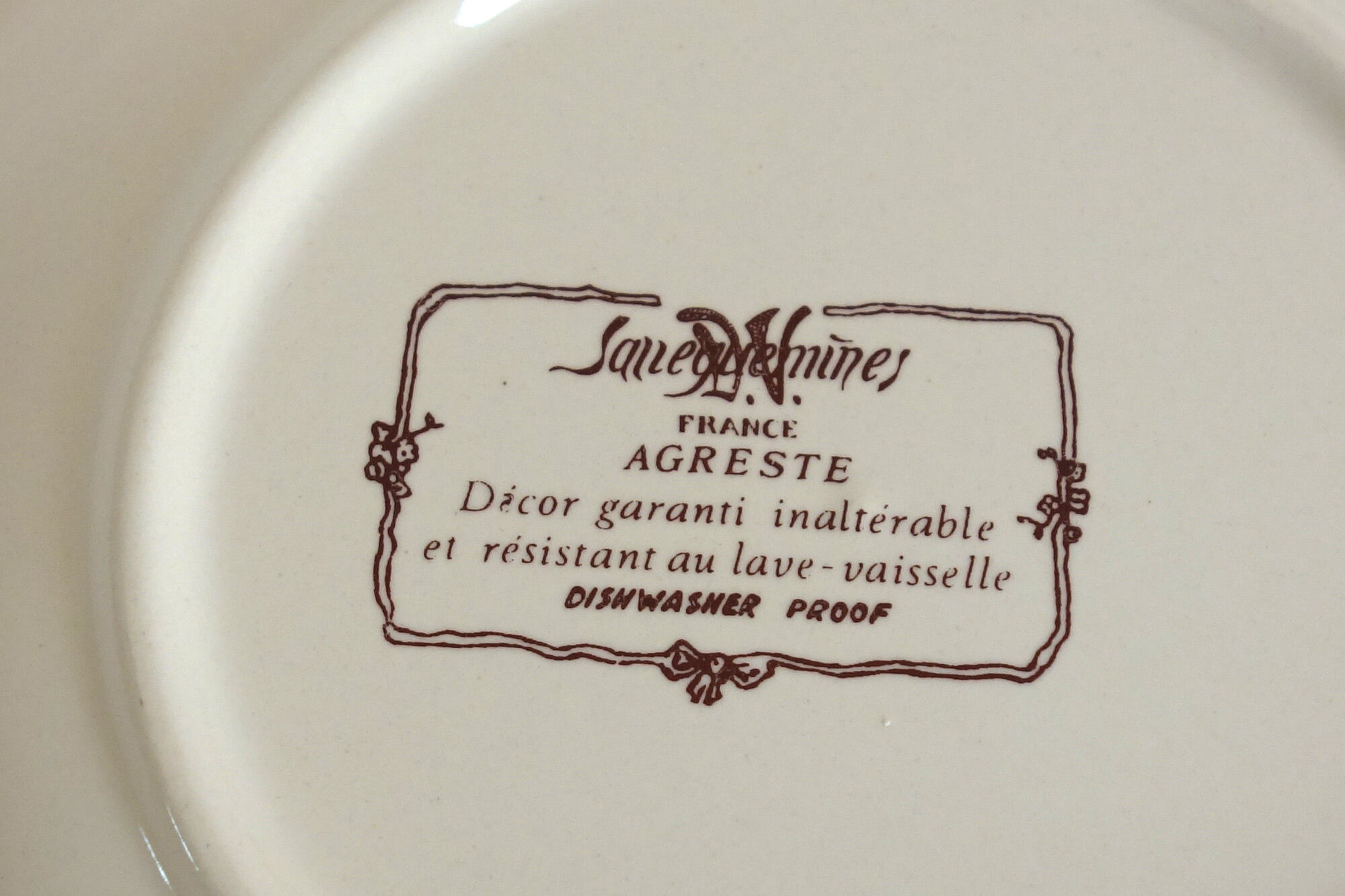 Set of 6 hollow plates in earthenware Sarreguemines Model "Agreste" vintage
