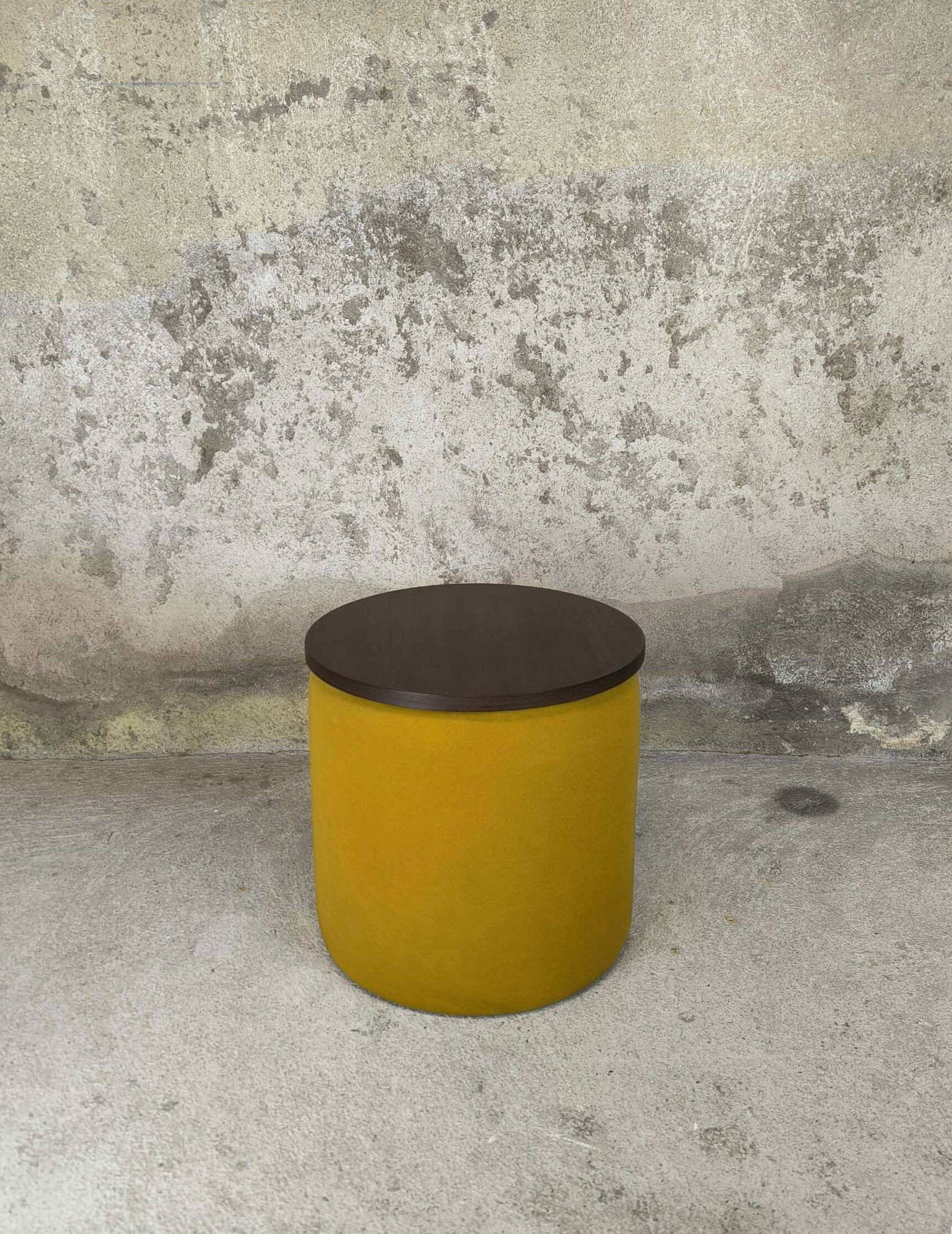 Vintage fabric and teak side table.