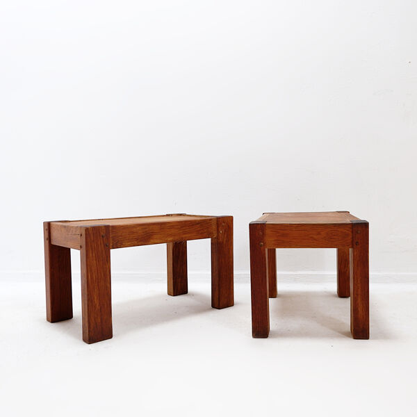 Paire de tables d'appoint rustiques / tables de chevet - années 1960