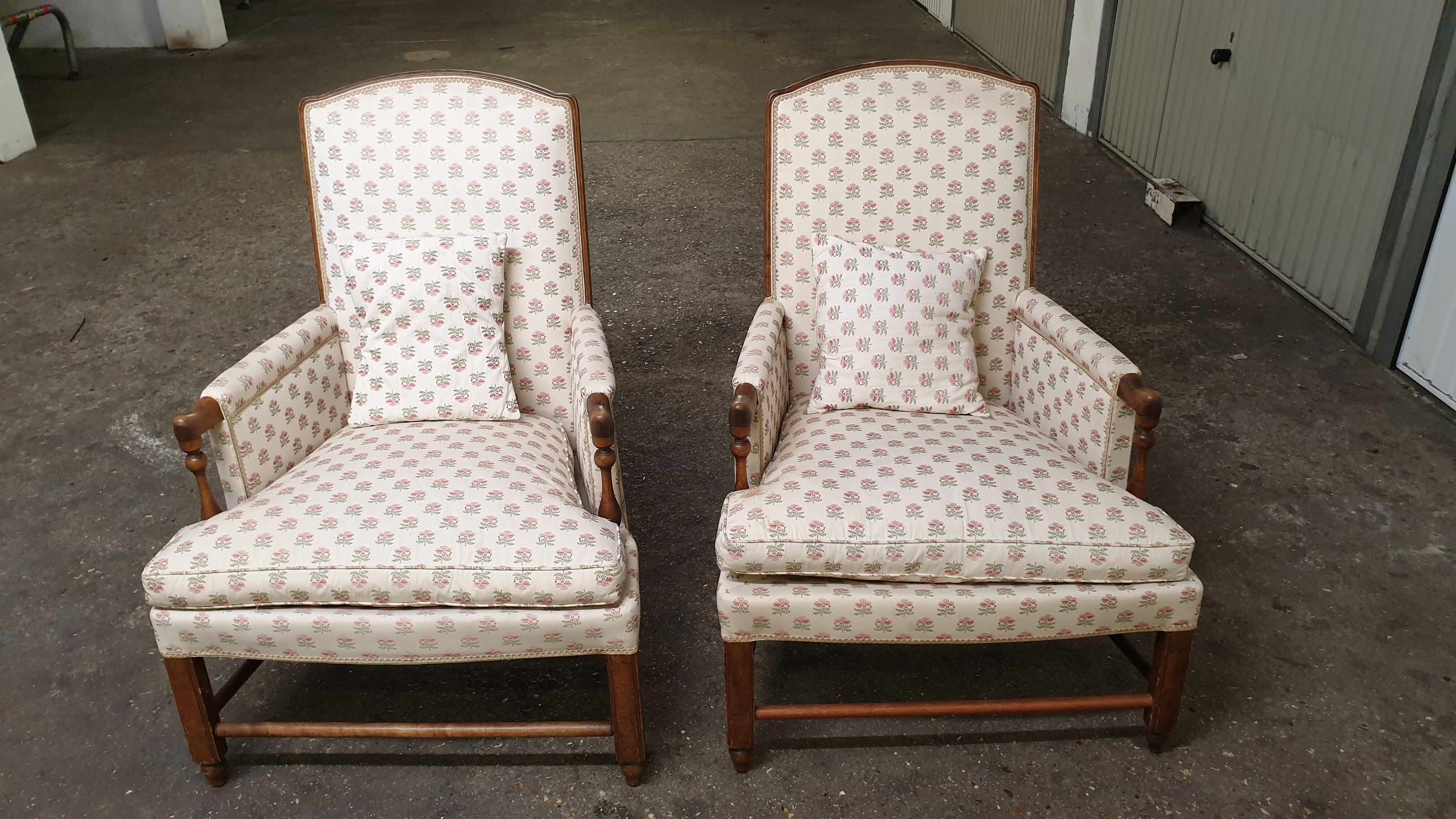 Pair of seventies shepherd armchairs