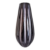 Art Deco vase in thick hand-cut glass in irregular vertical strokes H30