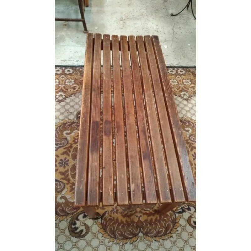 Bench on wooden slats
