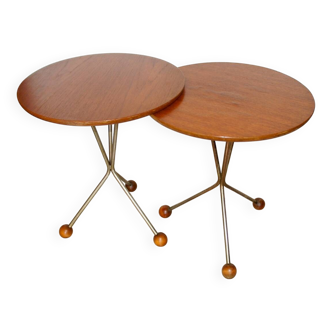 Vintage Scandinavian Pedestal Tables Albert Larsson Edition Alberts Tibro 1950 1960
