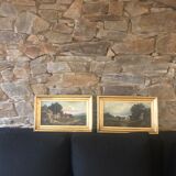Paire de tableaux paysages champêtres