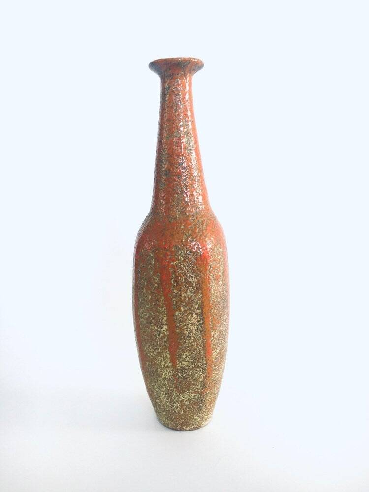 Mid-century Studio Pottery Tall Thick Glazed Vase, 1960s