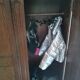 Large antique solid wood wardrobe – 195 x 182 x 55 cm