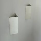 Pair of vintage wall lights, matte white metal, France 1970.