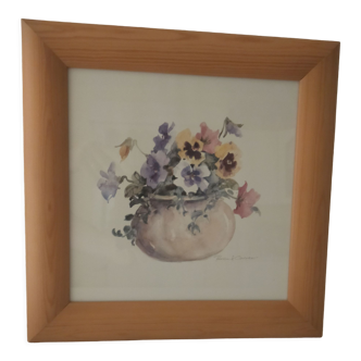 Lithographie fleurs pensées de rosalind oesterle