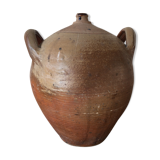 Terracotta jar with double handle vintage kitchen decoration