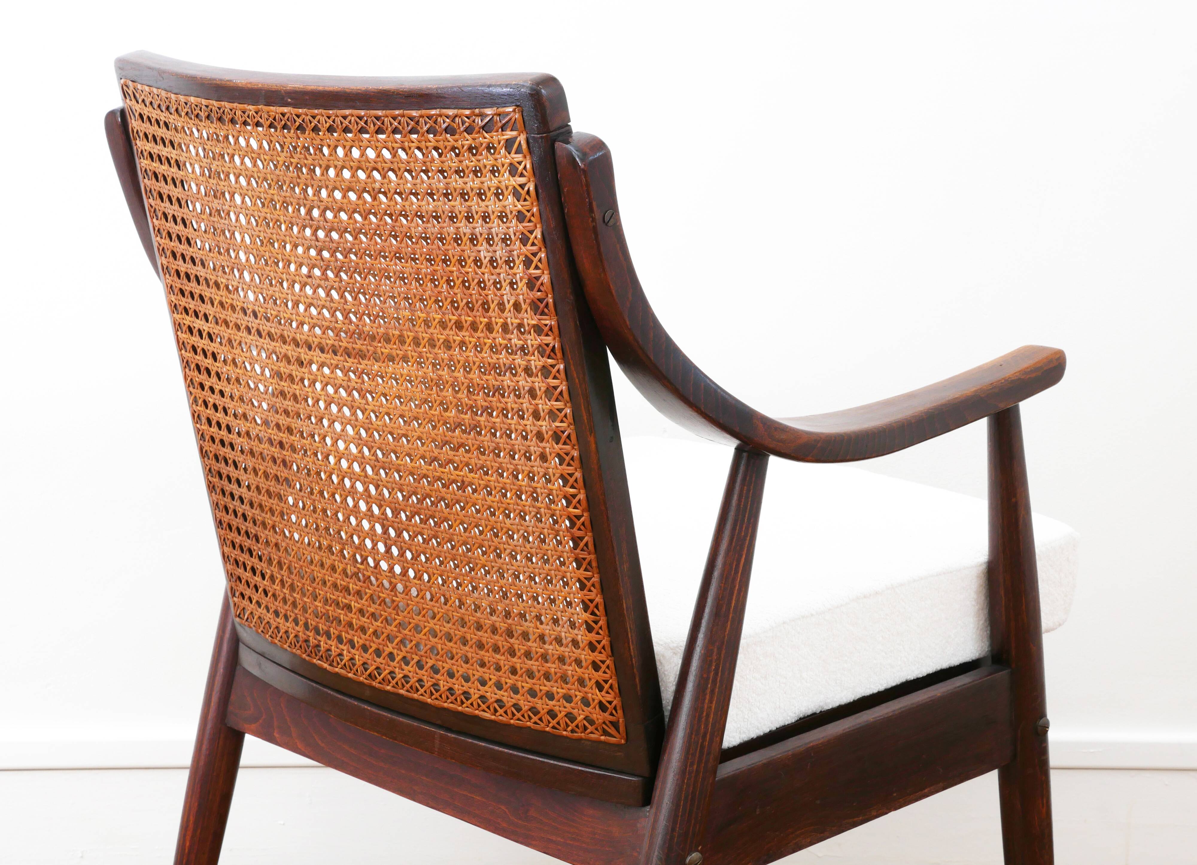 Fauteuil vintage en cannage - Restauré - Assise neuve