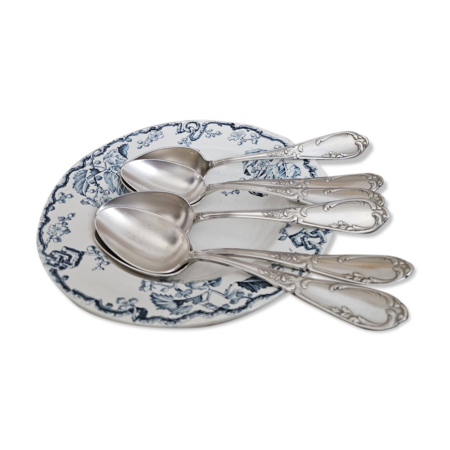 6 silver-plated metal tablespoons