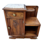Vintage bedside table in wood and marble