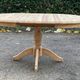 Extendable round dining table with central leg renovated in raw solid wood 105cm
