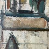 Vintage oil on canvas by S.Ekengren Architectural Landscape at Cadaques