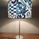table lamp with a stem base and lampshade | handmade | blue/white tiles