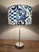 table lamp with a stem base and lampshade | handmade | blue/white tiles