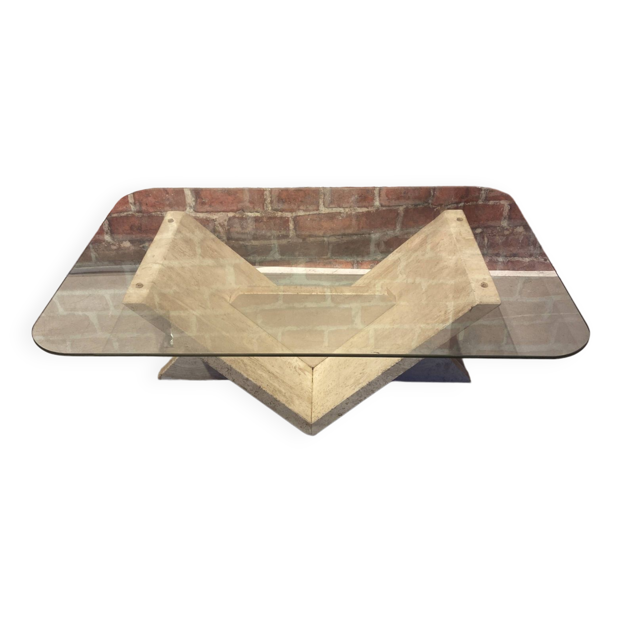 Coffee table in white marble and glass