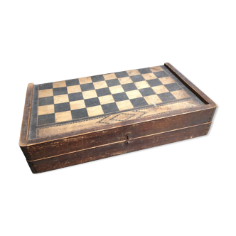 Set Old backgammon and wooden ladies game