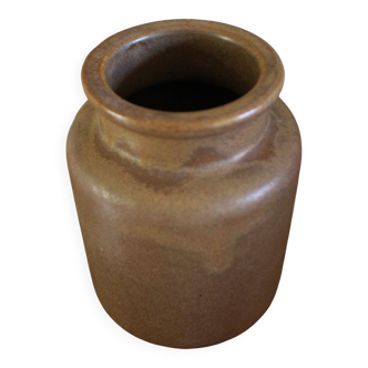 Vintage Matte Brown Stoneware Vase Pot
