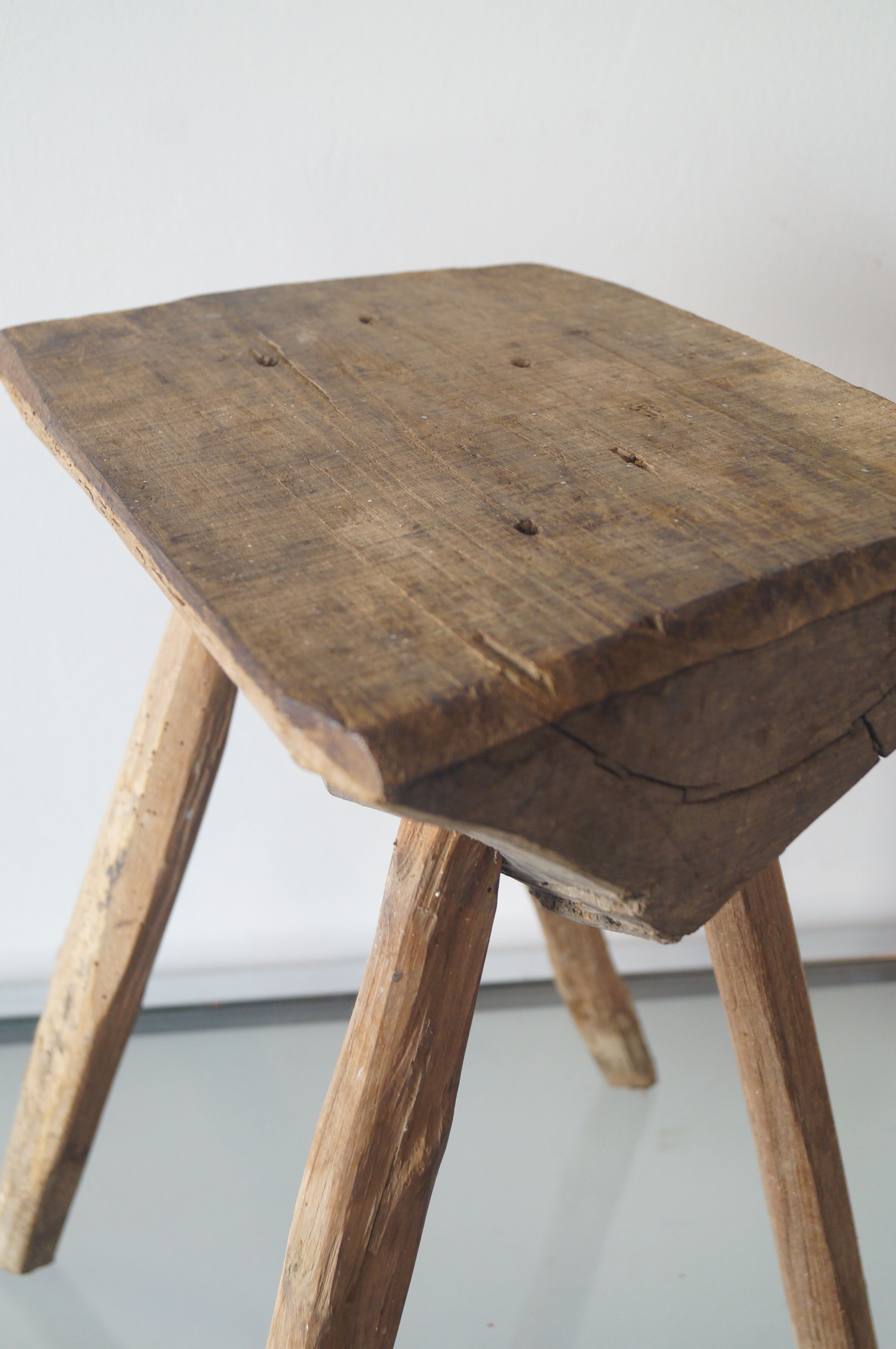 Brutalist solid wood stool