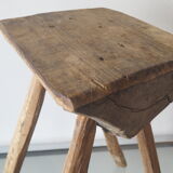 Brutalist solid wood stool