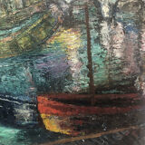 Tableau  "Les quais" 50's signé Truchetet