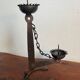 Bougeoir chandelier double Brutaliste fer forgé