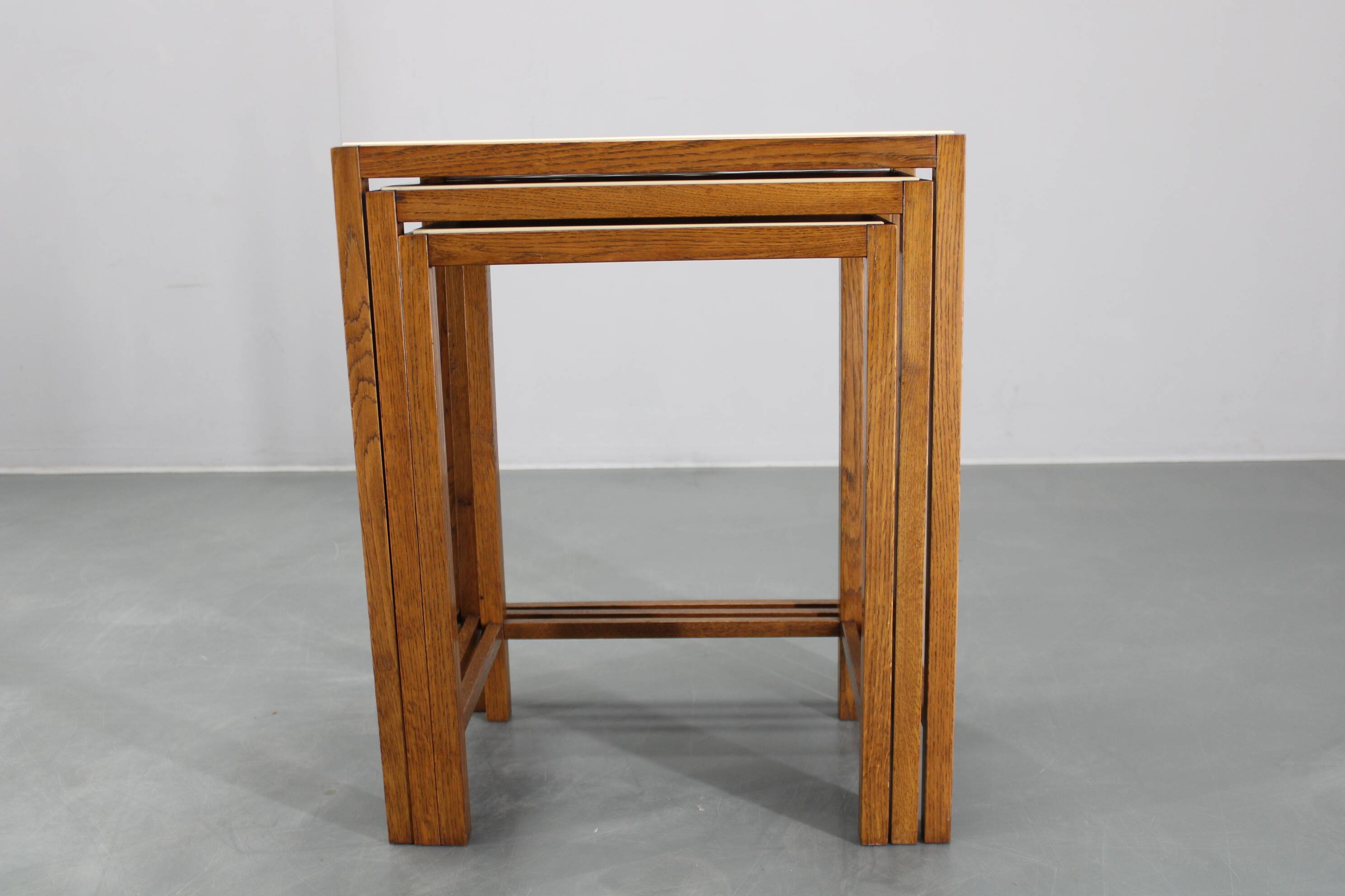 1940s Art Deco Nesting Tables with Opaxy Glass Top, Czechoslovakia