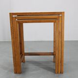 1940s Art Deco Nesting Tables with Opaxy Glass Top, Czechoslovakia