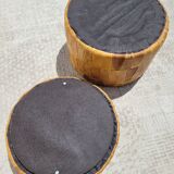 Chuff pouf leather patchwork 1970