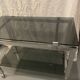 Vintage chrome and smoked grey glass trolley / dessert table circa 1970.